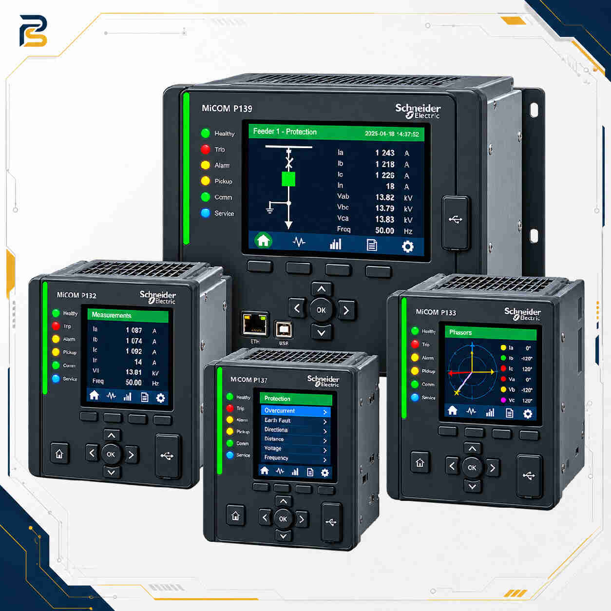 schneider-powerlogic-micom-p13x-feeder-protection-relay.webp رله حفاظتی Schneider Electric PowerLogic MiCOM P13x برای حفاظت و کنترل فیدر