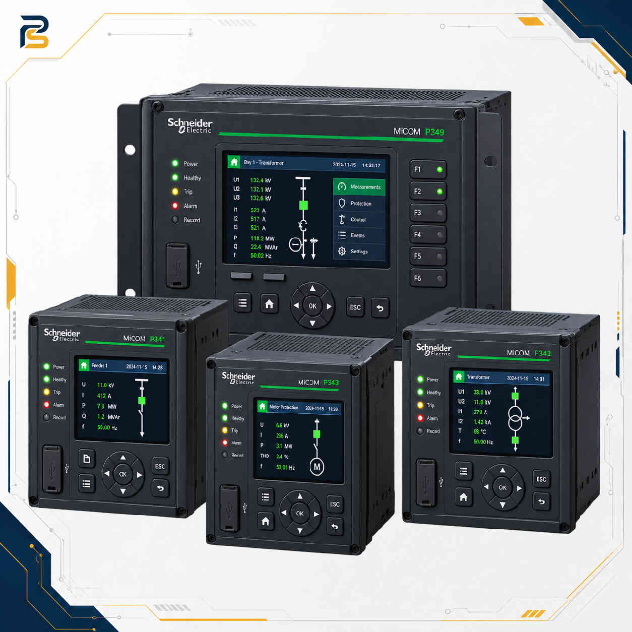 schneider-micom-p34x-generator-protection-relay.webp رله حفاظت ژنراتور Schneider Electric MiCOM P34x سری P342 تا P345