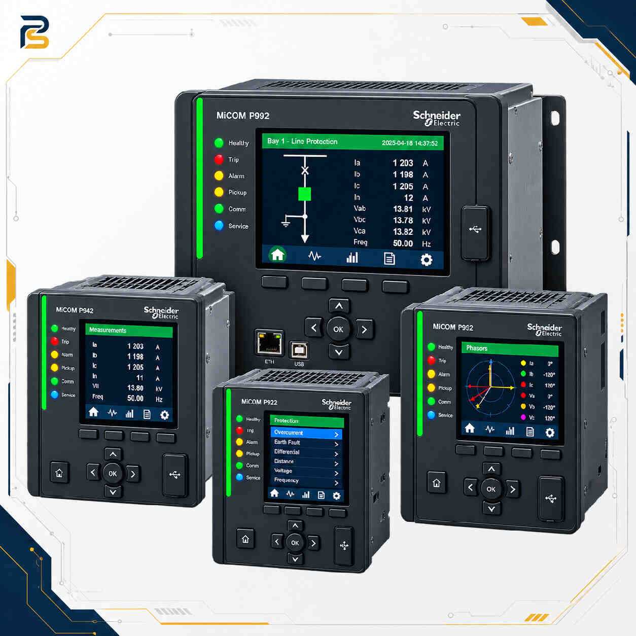 schneider-micom-p9xx-voltage-frequency-relay.webp رله حفاظت ولتاژ و فرکانس Schneider Electric MiCOM P9xx