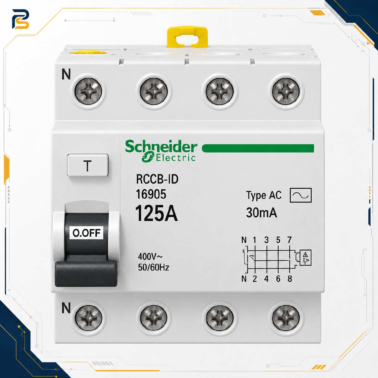 RCCB Legacy کلید محافظ جان اشنایدر Acti9 RCCB-ID 125A چهارپل 30mA Type AC کد 16905